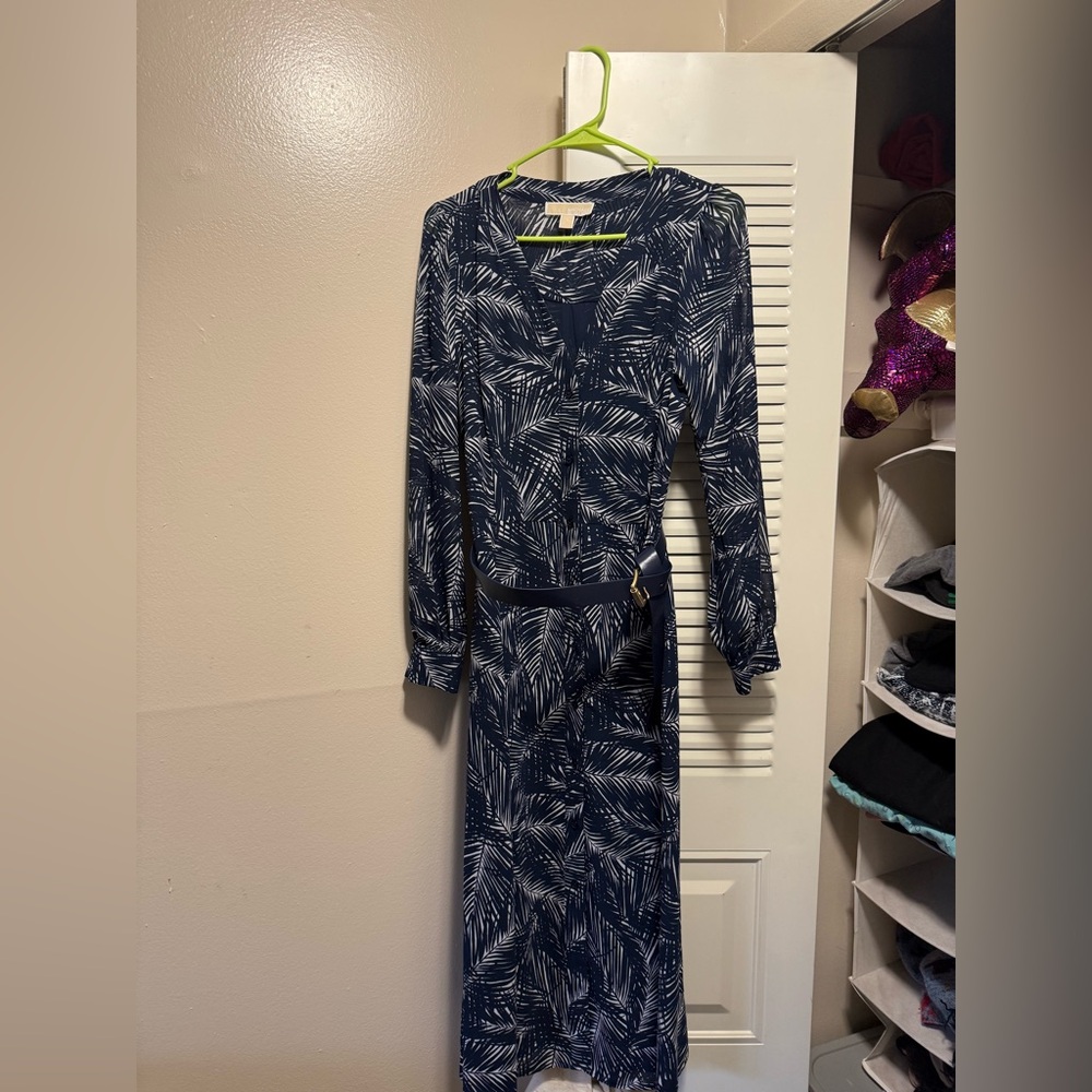 Navy Blue Patterned Women's Dress